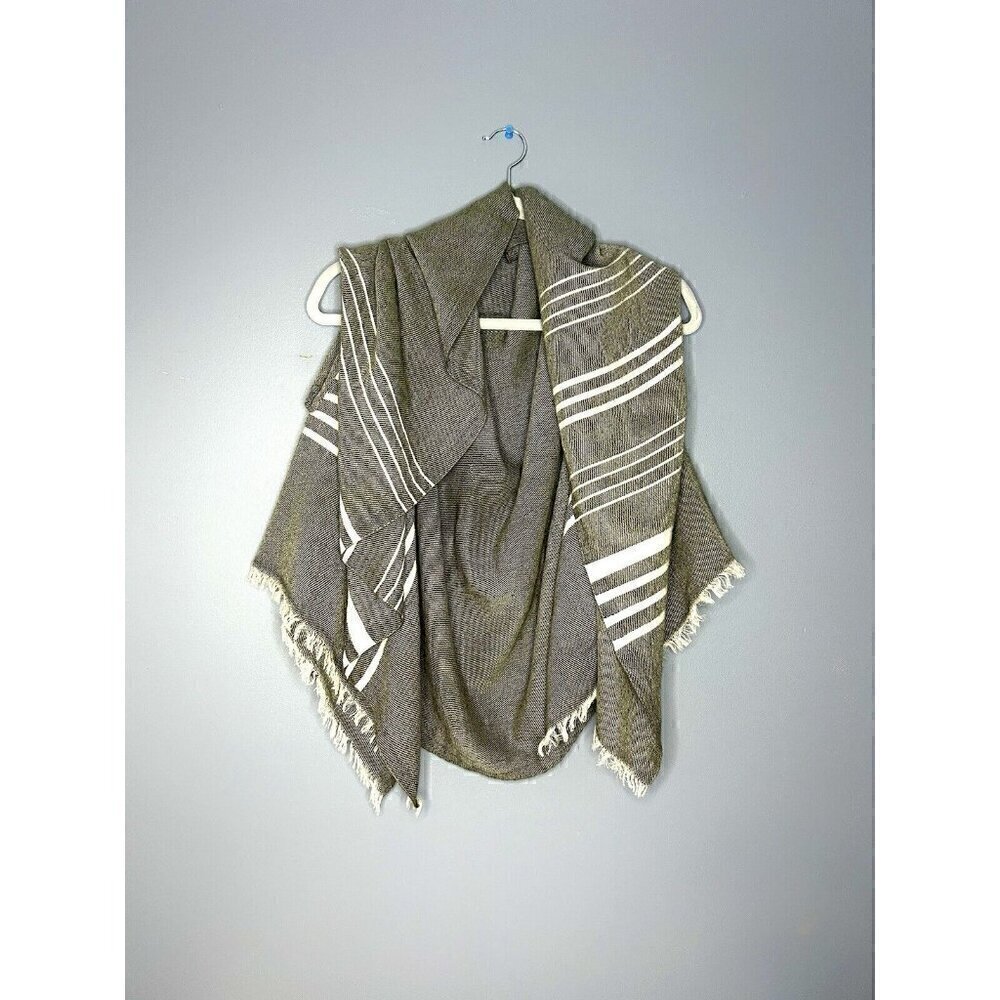 J Crew Striped Cape Scarf With Armholes One Size Gray White Lightweight Vintage